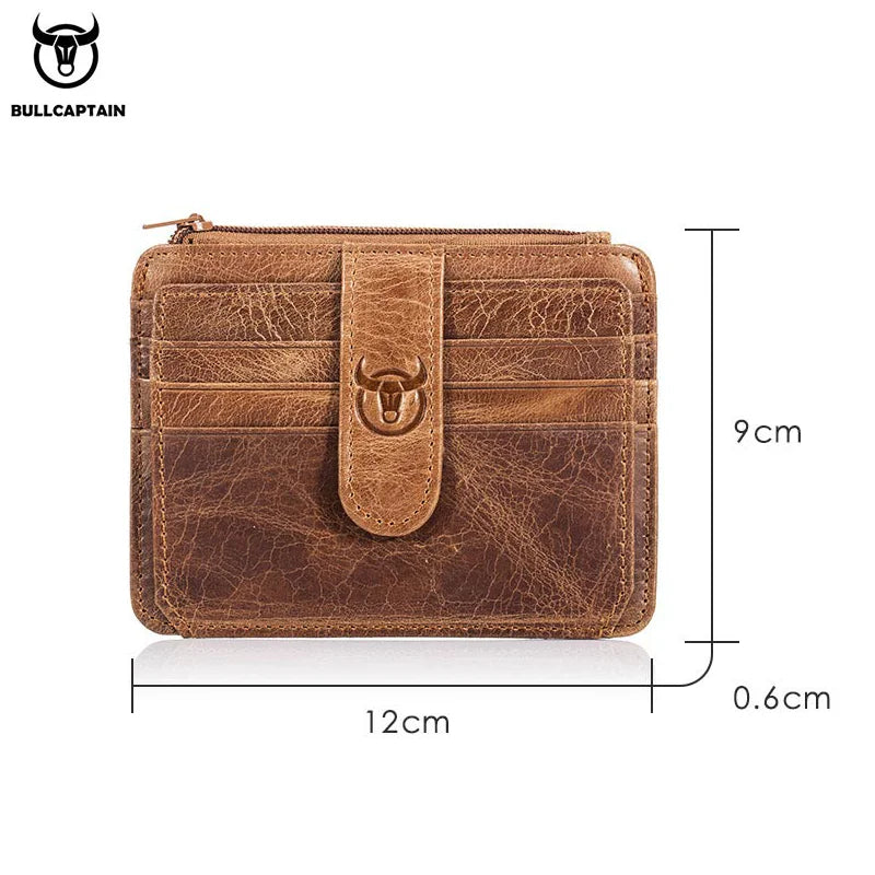 Porte-carte en cuir véritable avec blocage rfid et poche zippée — photo 6