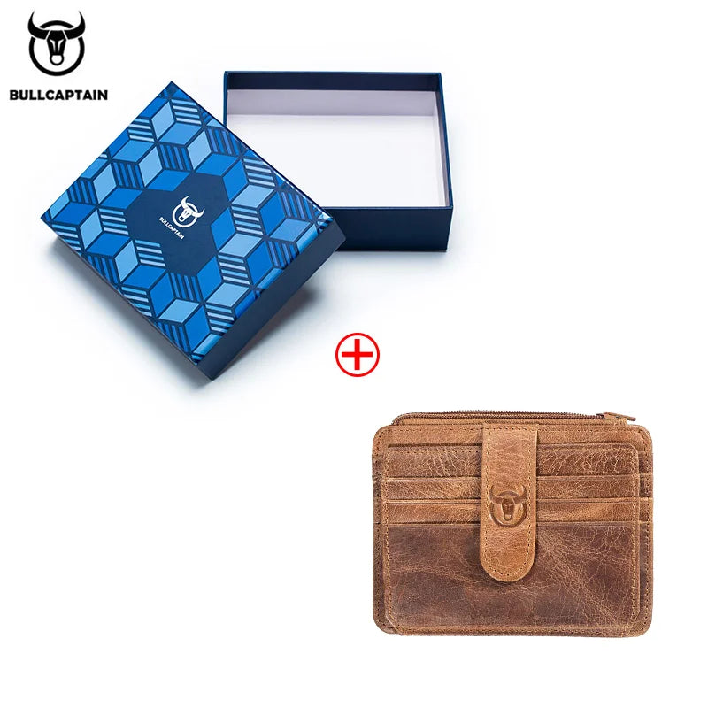 Porte-carte en cuir véritable avec blocage rfid et poche zippée — photo 8