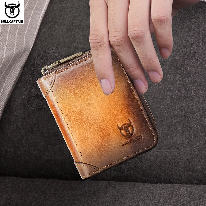 Porte-carte en cuir véritable avec protection RFID et zip — photo 1