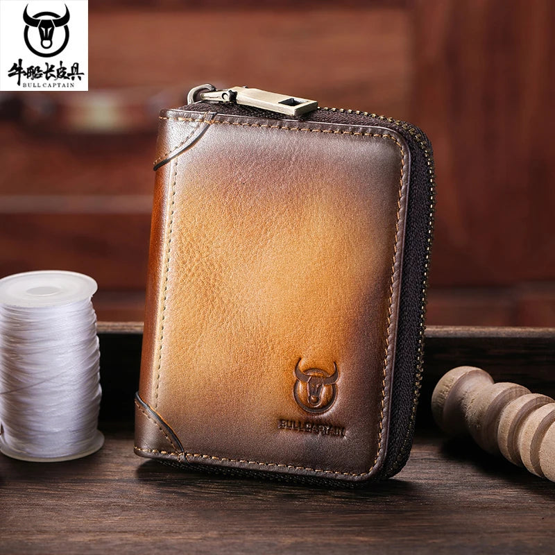 Porte-carte en cuir véritable avec protection RFID et zip — photo 11