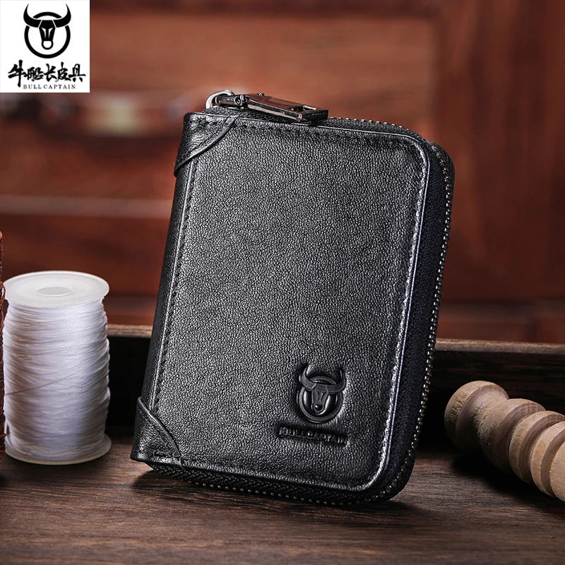 Porte-carte en cuir véritable avec protection RFID et zip — photo 12