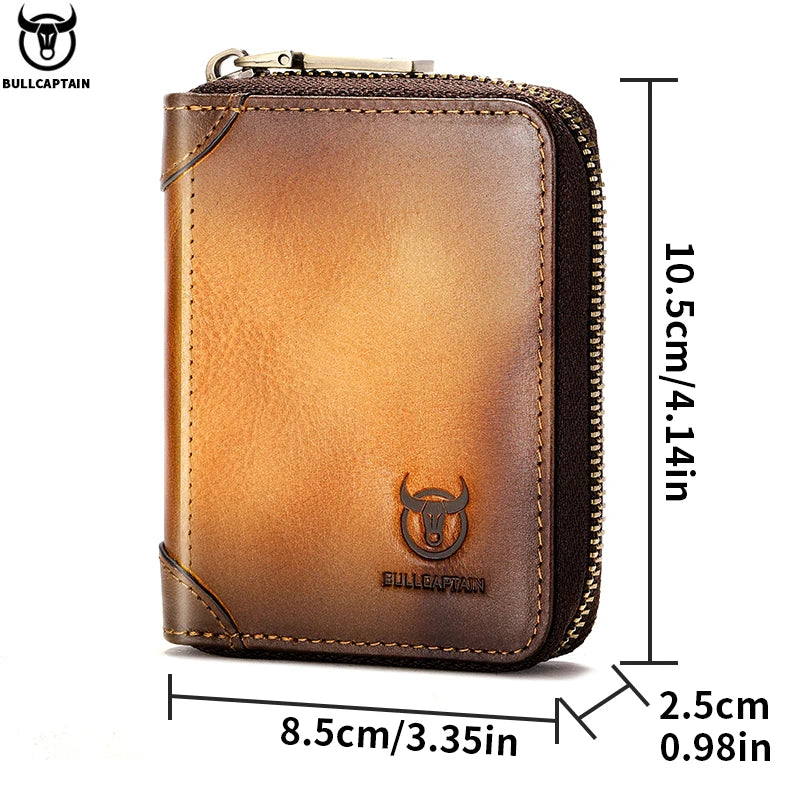 Porte-carte en cuir véritable avec protection RFID et zip — photo 3