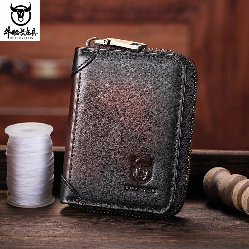 Porte-carte en cuir véritable avec protection RFID et zip — photo 9
