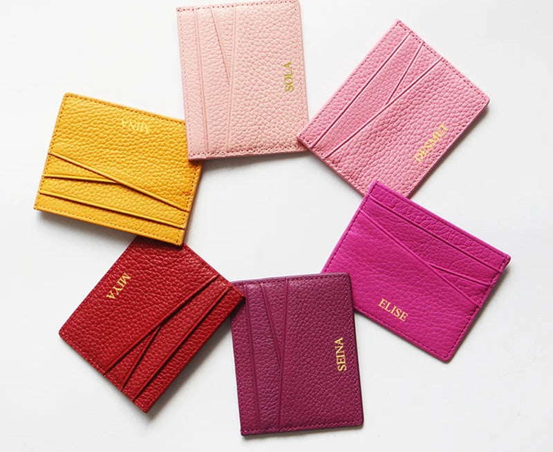 Porte-carte en cuir de vachette véritable personnalisable – Luxe minimaliste — photo 2
