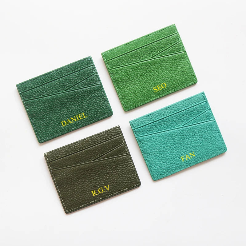 Porte-carte en cuir de vachette véritable personnalisable – Luxe minimaliste — photo 3