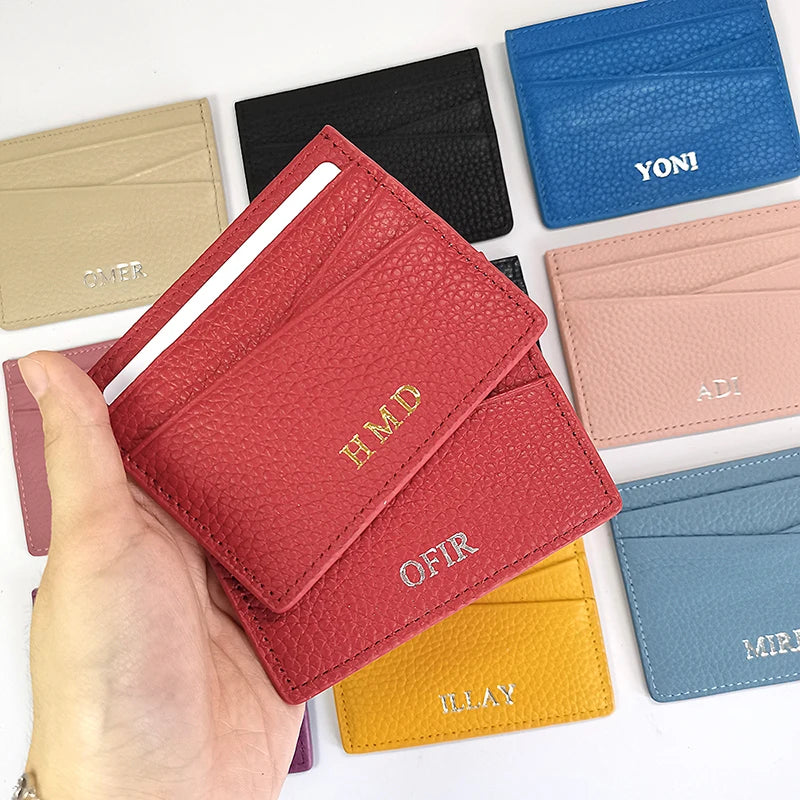 Porte-carte en cuir de vachette véritable personnalisable – Luxe minimaliste — photo 5