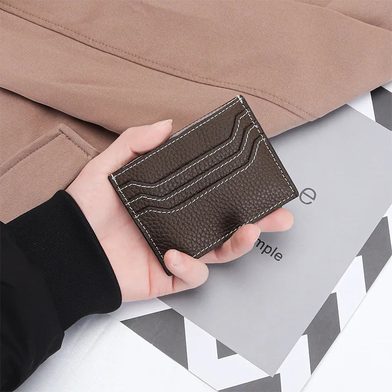 Porte-carte en cuir véritable avec fermeture éclair - style épuré et unisexe — photo 1