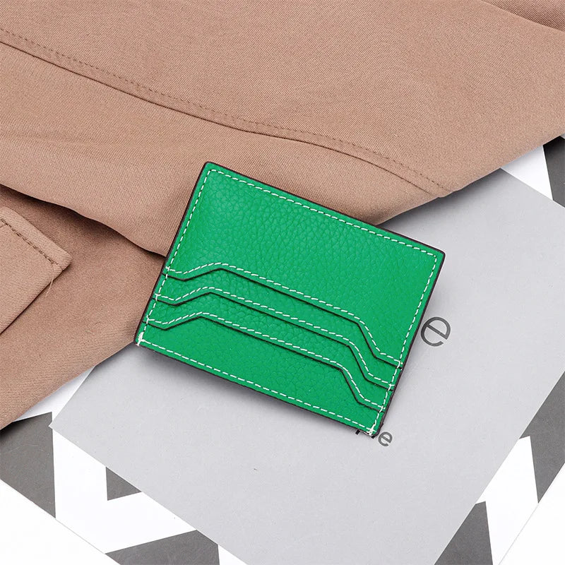 Porte-carte en cuir véritable avec fermeture éclair - style épuré et unisexe — photo 10