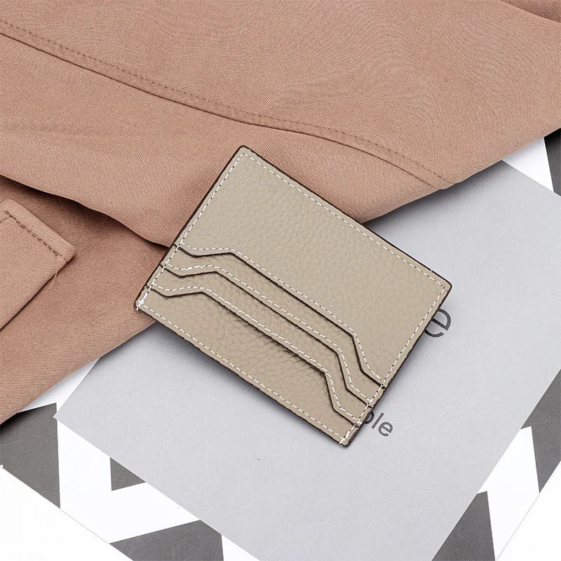 Porte-carte en cuir véritable avec fermeture éclair - style épuré et unisexe — photo 11