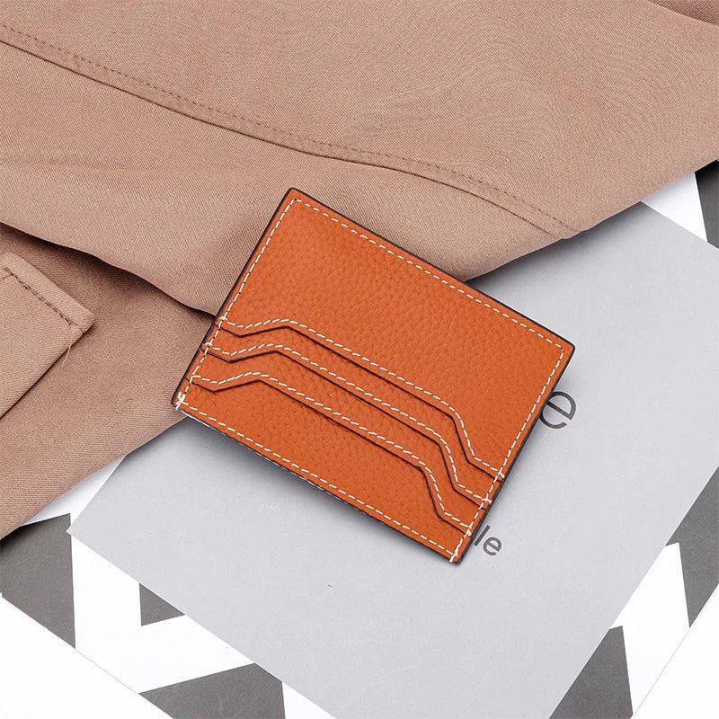 Porte-carte en cuir véritable avec fermeture éclair - style épuré et unisexe — photo 14
