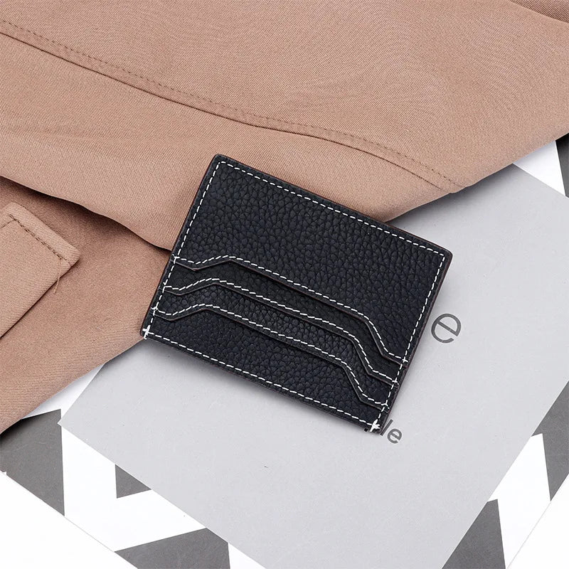Porte-carte en cuir véritable avec fermeture éclair - style épuré et unisexe — photo 8