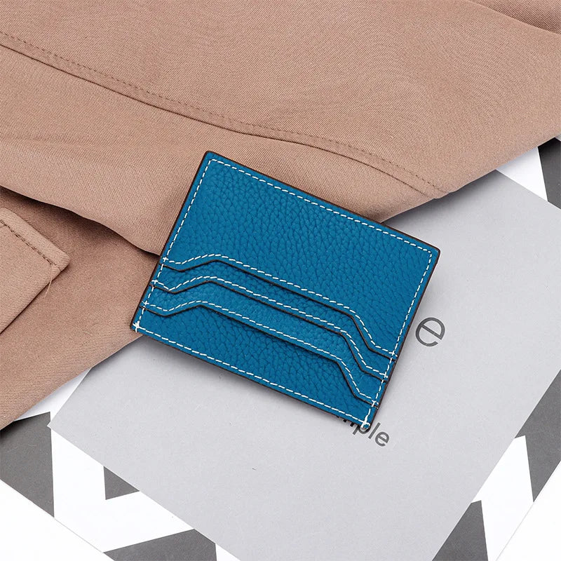 Porte-carte en cuir véritable avec fermeture éclair - style épuré et unisexe — photo 9