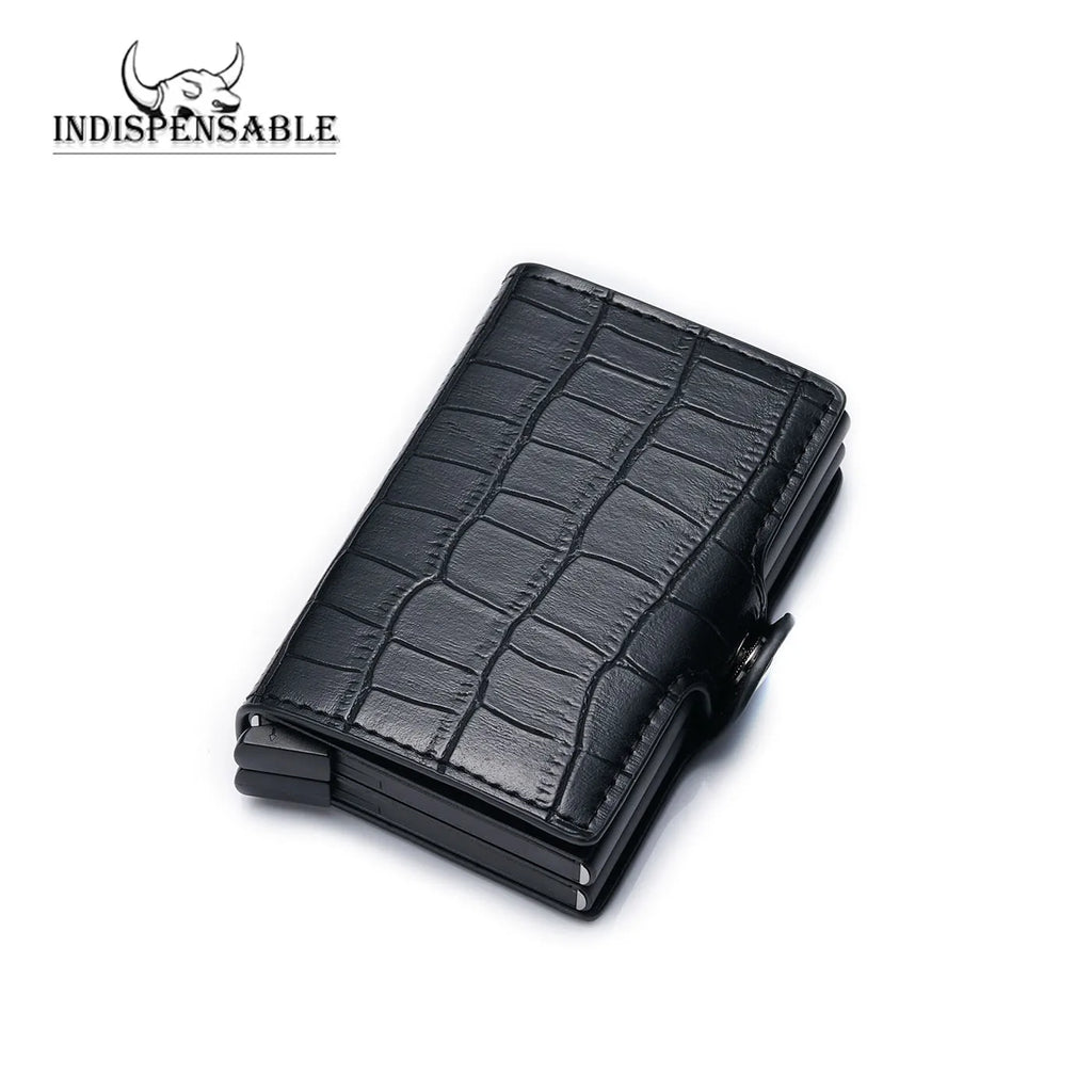 Porte-carte double en aluminium et cuir crocodile avec protection RFID — photo 8