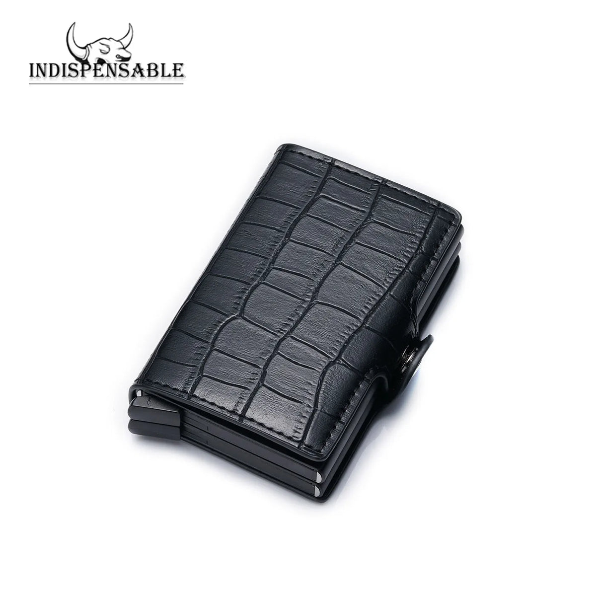 Porte-carte double en aluminium et cuir crocodile avec protection RFID — photo 8