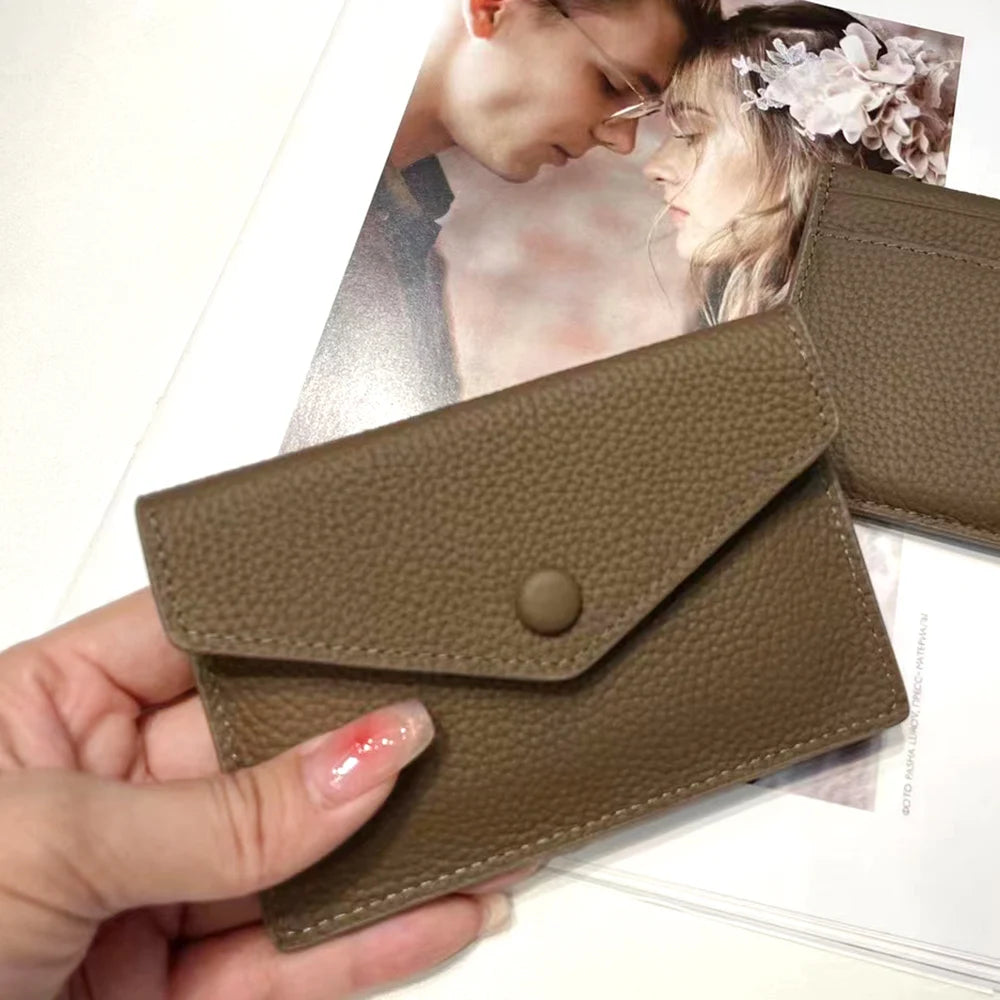 Porte-carte enveloppe en cuir de vachette véritable - élégance minimaliste — photo 1