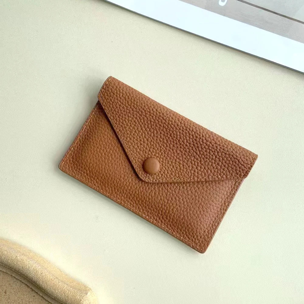 Porte-carte enveloppe en cuir de vachette véritable - élégance minimaliste — photo 14