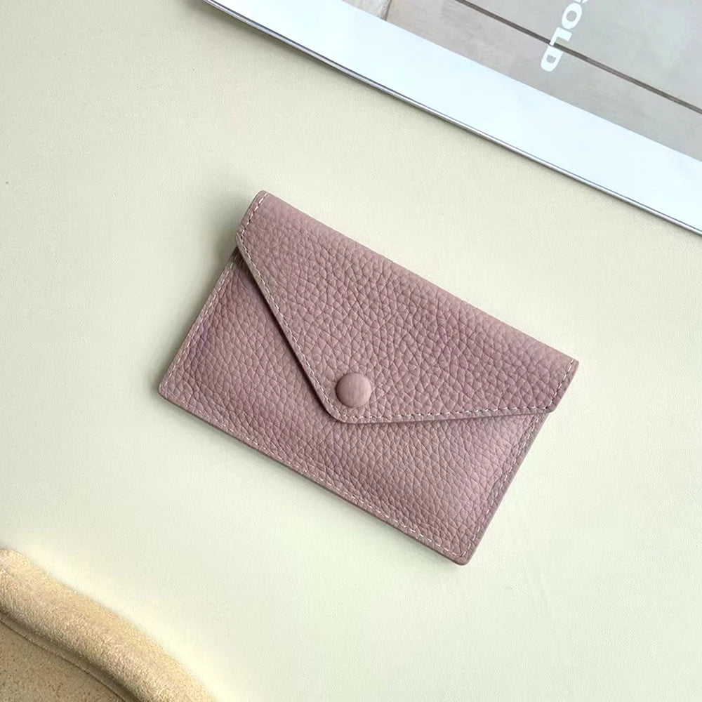 Porte-carte enveloppe en cuir de vachette véritable - élégance minimaliste — photo 16