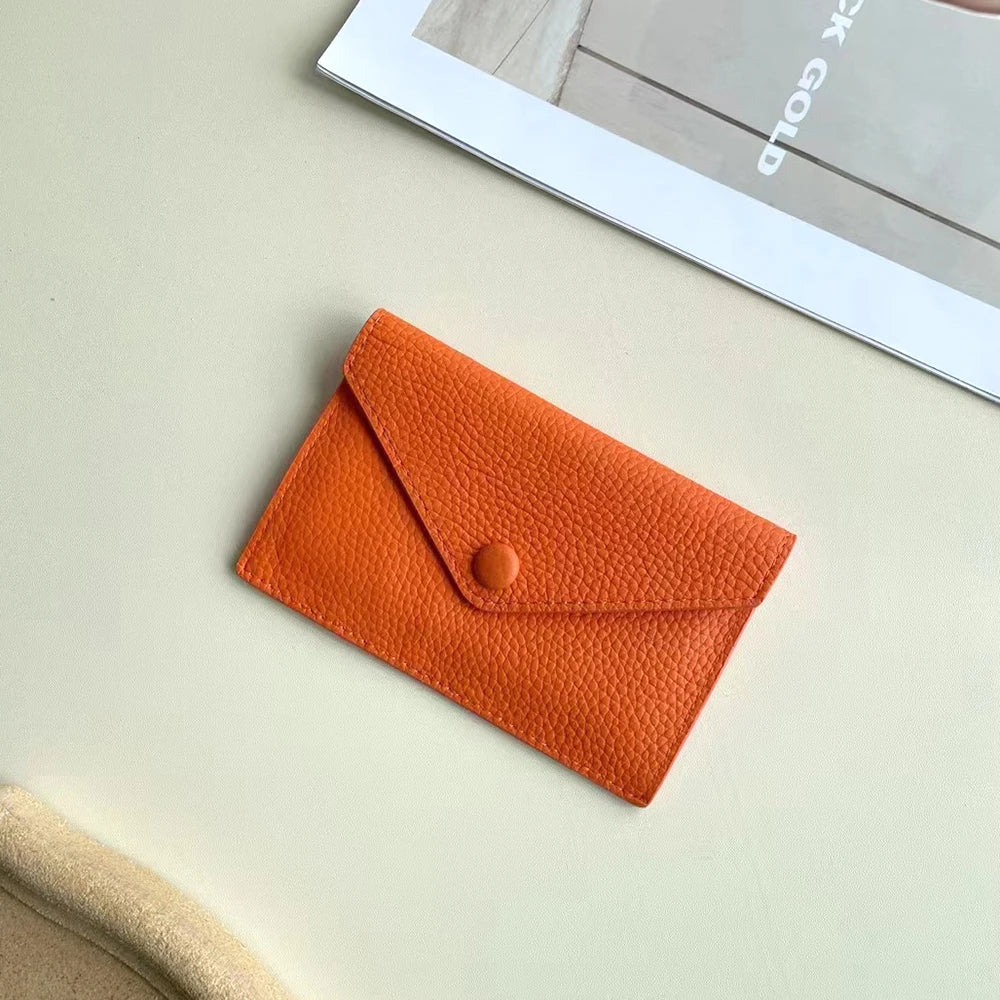 Porte-carte enveloppe en cuir de vachette véritable - élégance minimaliste — photo 18