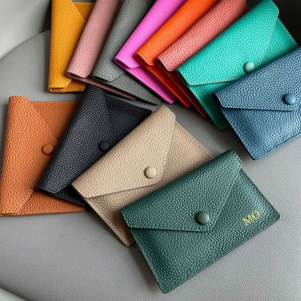 Porte-carte enveloppe en cuir de vachette véritable - élégance minimaliste — photo 2
