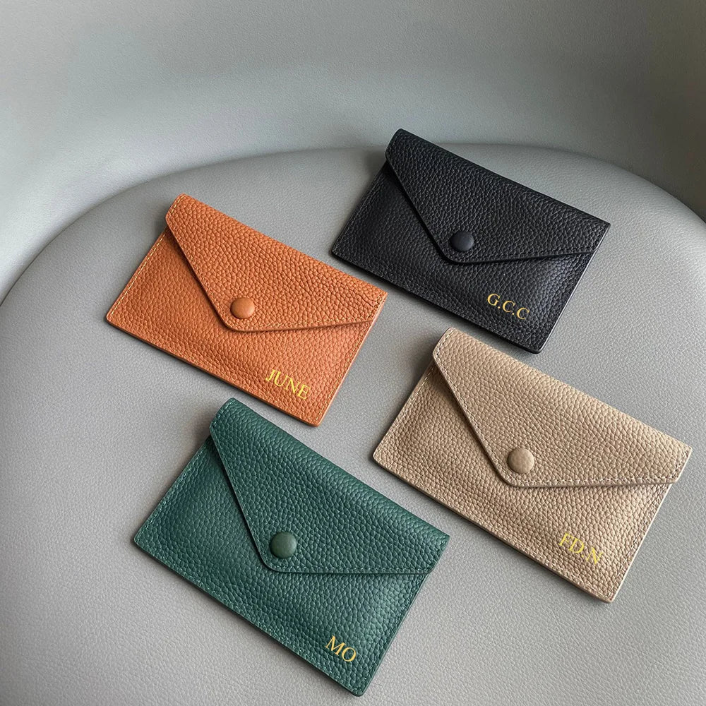 Porte-carte enveloppe en cuir de vachette véritable - élégance minimaliste — photo 5