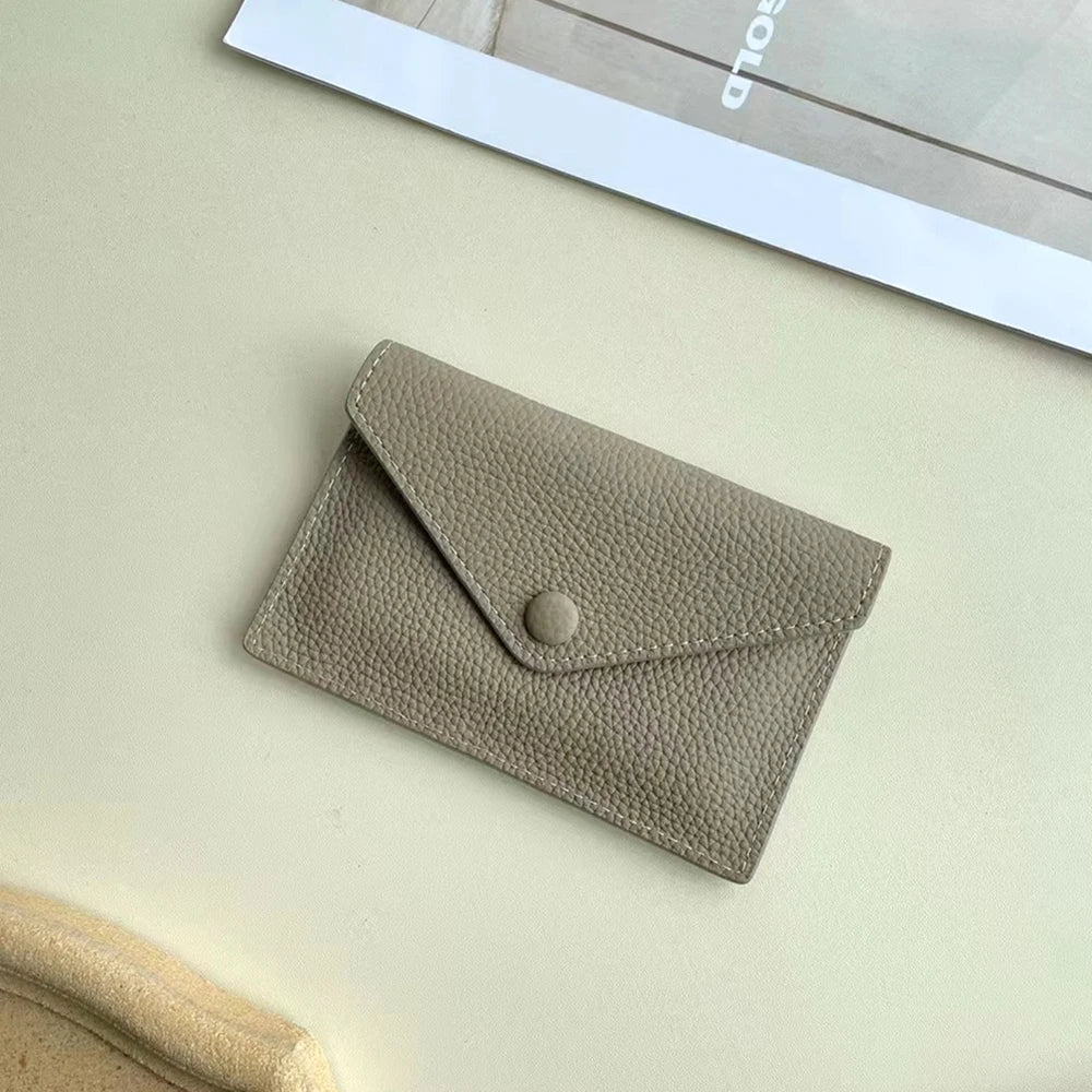 Porte-carte enveloppe en cuir de vachette véritable - élégance minimaliste — photo 6