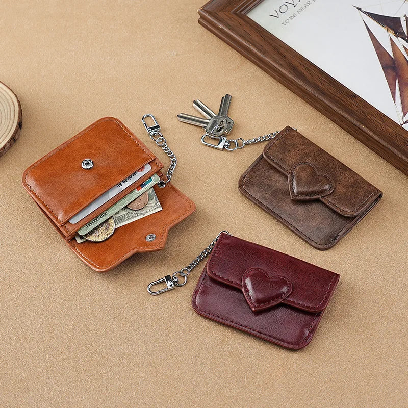 Porte-carte en cuir PU avec motif cœur pour femme — photo 1
