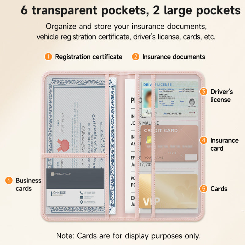 Porte-carte grise imprimé chats, six pochettes transparentes