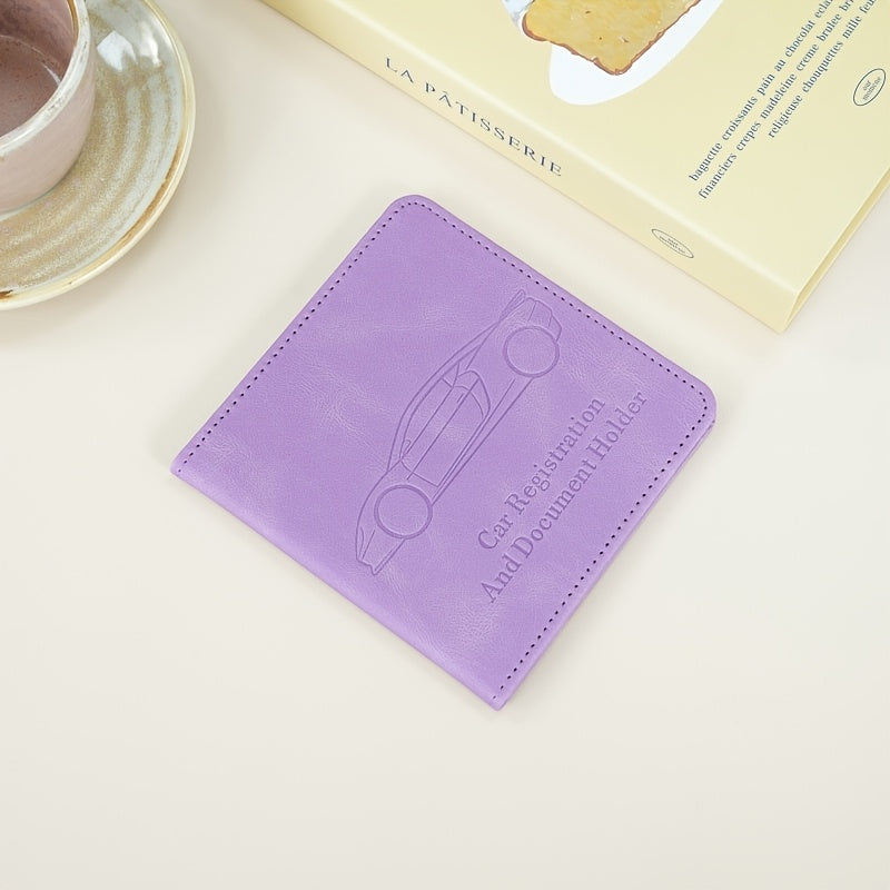 Porte-carte grise gaufré silhouette de voiture, PU souple