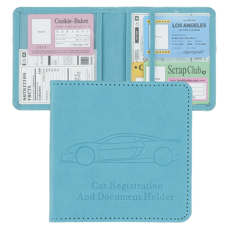 Porte-carte grise gaufré silhouette de voiture, PU souple