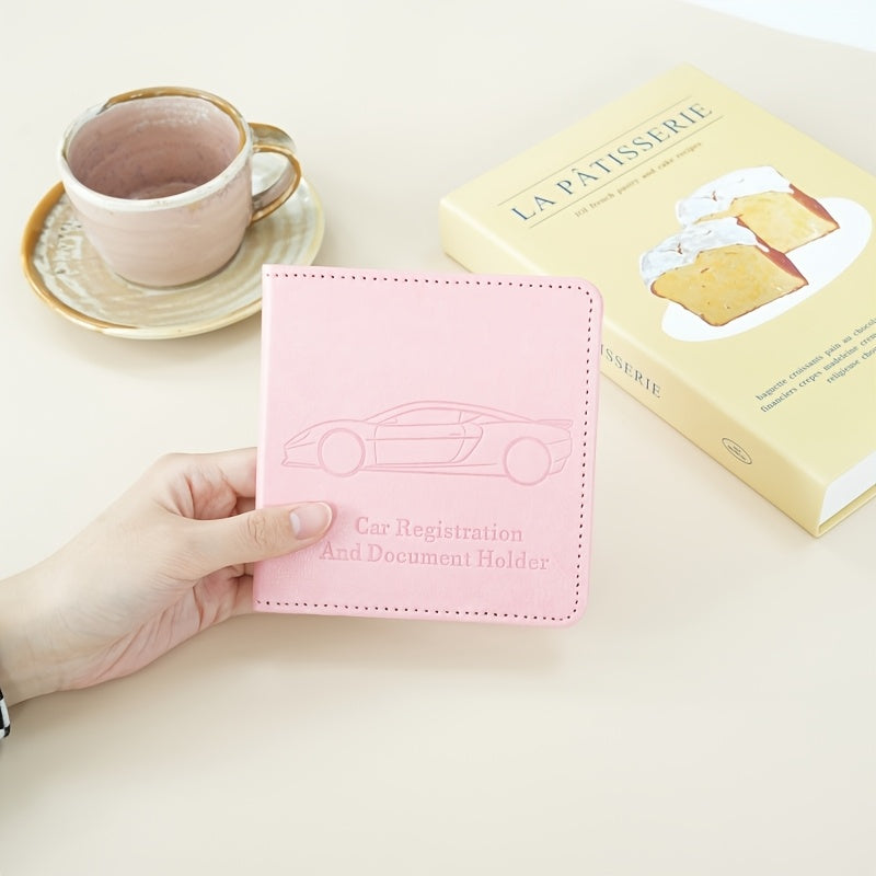 Porte-carte grise gaufré silhouette de voiture, PU souple
