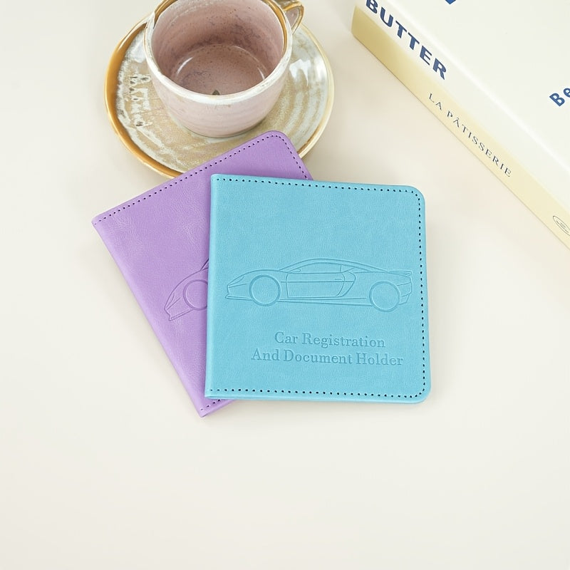 Porte-carte grise gaufré silhouette de voiture, PU souple
