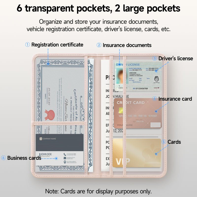 Porte-carte grise imprimé nœuds, passeport et papiers auto