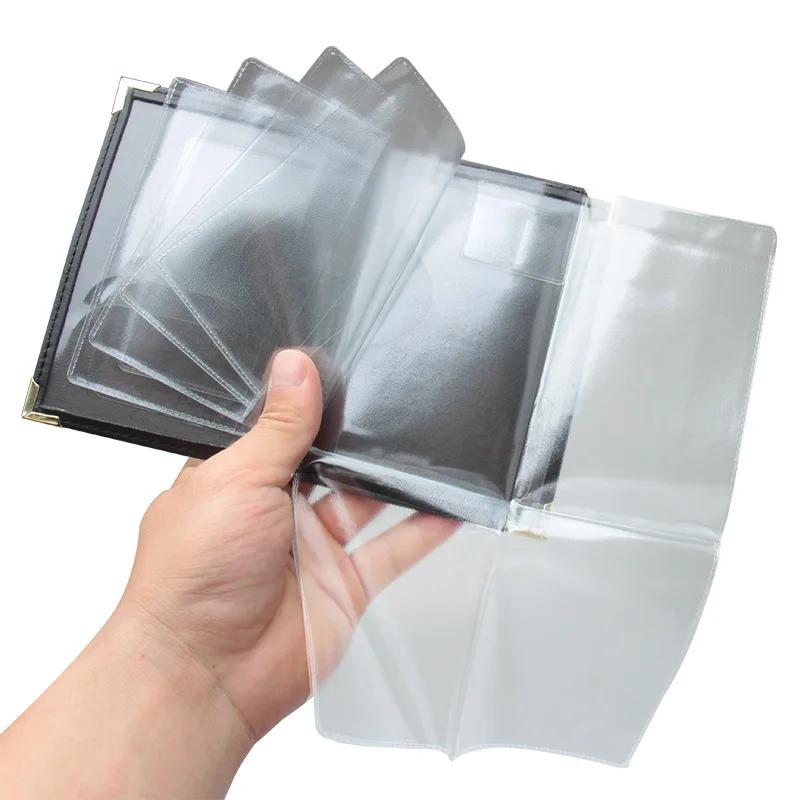 Porte-carte grise à pochettes transparentes, coins métal