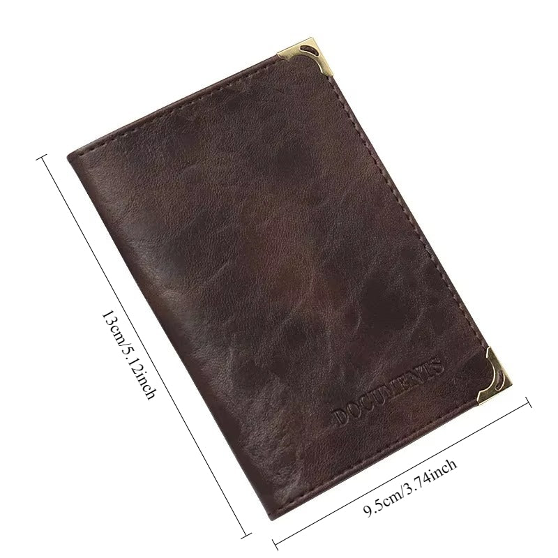 Porte-carte grise à pochettes transparentes, coins métal