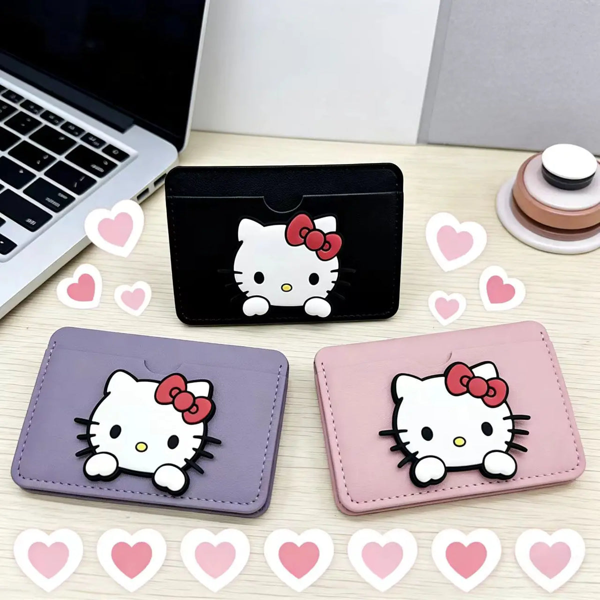 Porte-carte Sanrio Hello Kitty en cuir PU avec motif cartoon pour femme — photo 1