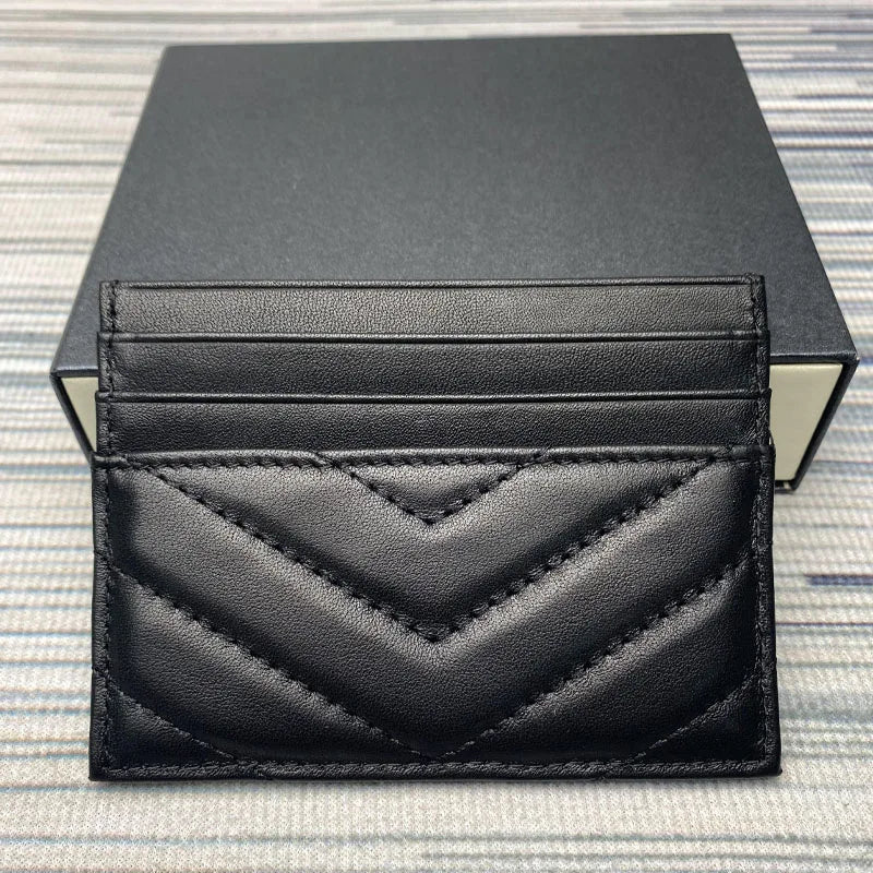 Porte-carte luxe en cuir d'agneau véritable - design matelassé classique — photo 2