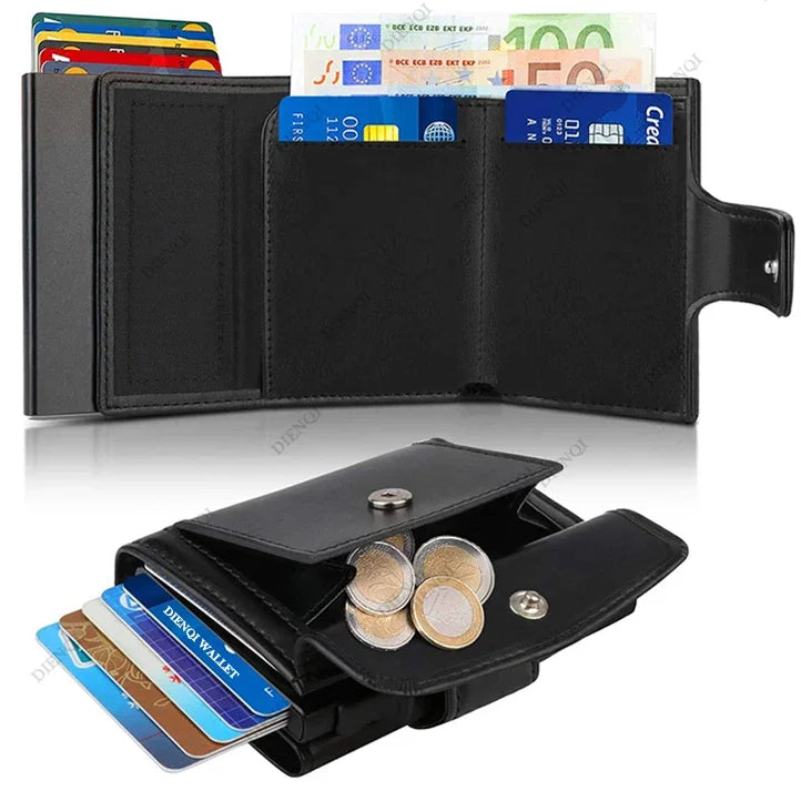 Porte-carte luxe en cuir et fibre de carbone avec protection RFID — photo 1