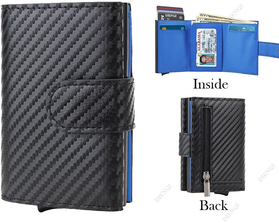 Porte-carte luxe en cuir et fibre de carbone avec protection RFID — photo 2