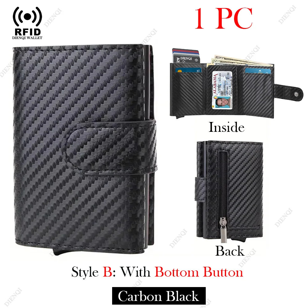 Porte-carte luxe en cuir et fibre de carbone avec protection RFID — photo 6