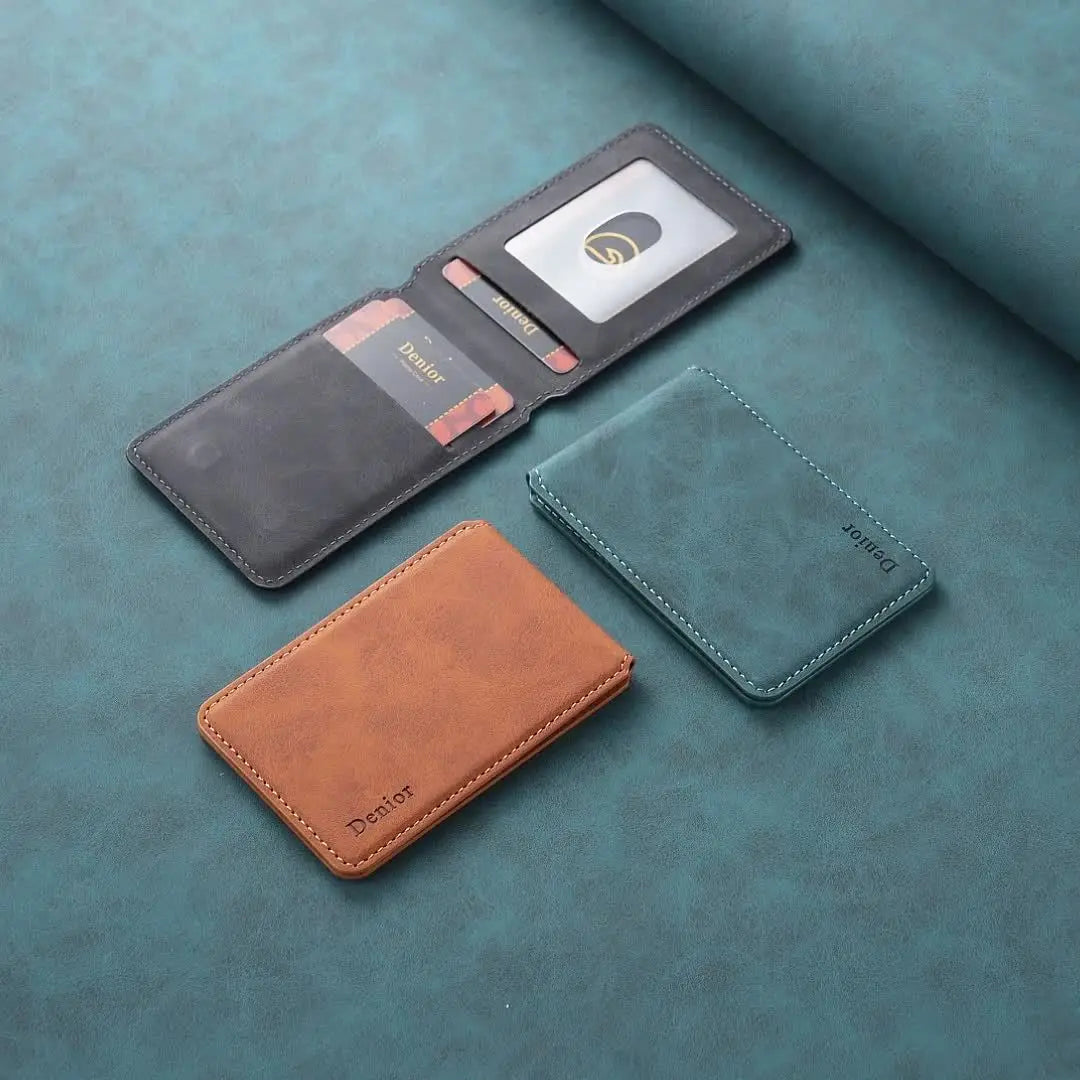 Porte-carte magnétique bifold en cuir PU avec protection RFID pour smartphone — photo 1