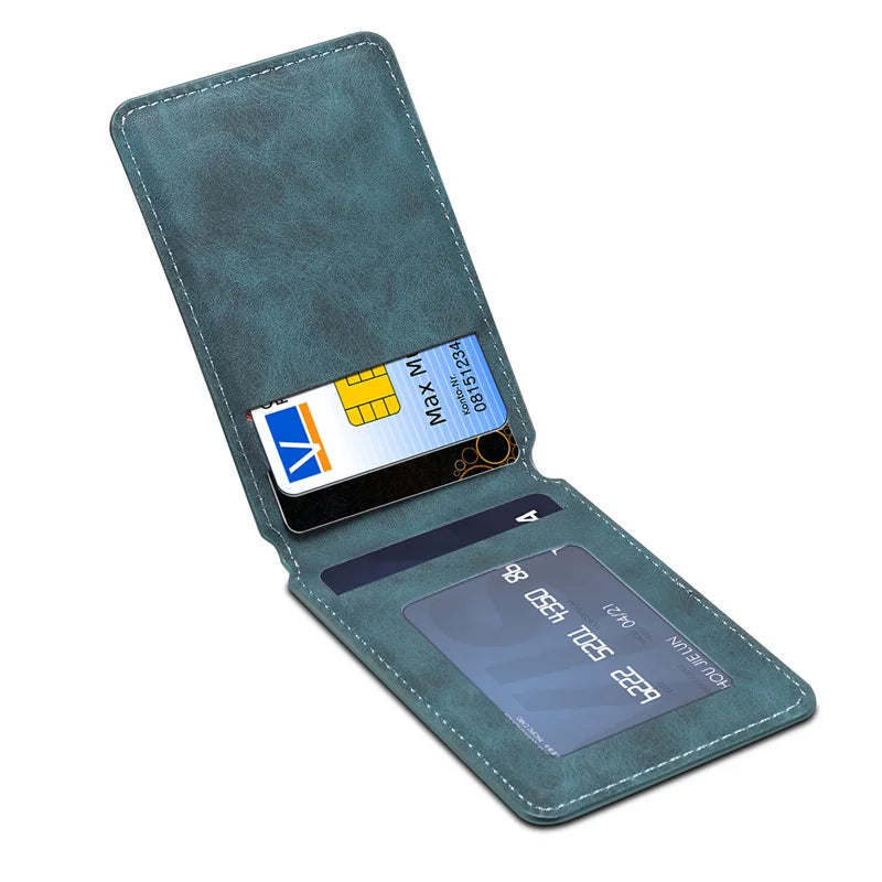 Porte-carte magnétique bifold en cuir PU avec protection RFID pour smartphone — photo 3