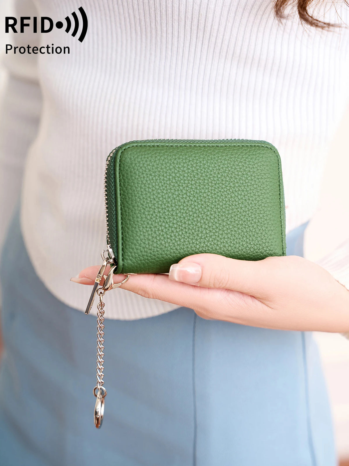 Porte-carte en accordéon avec protection RFID et porte-clés — photo 1