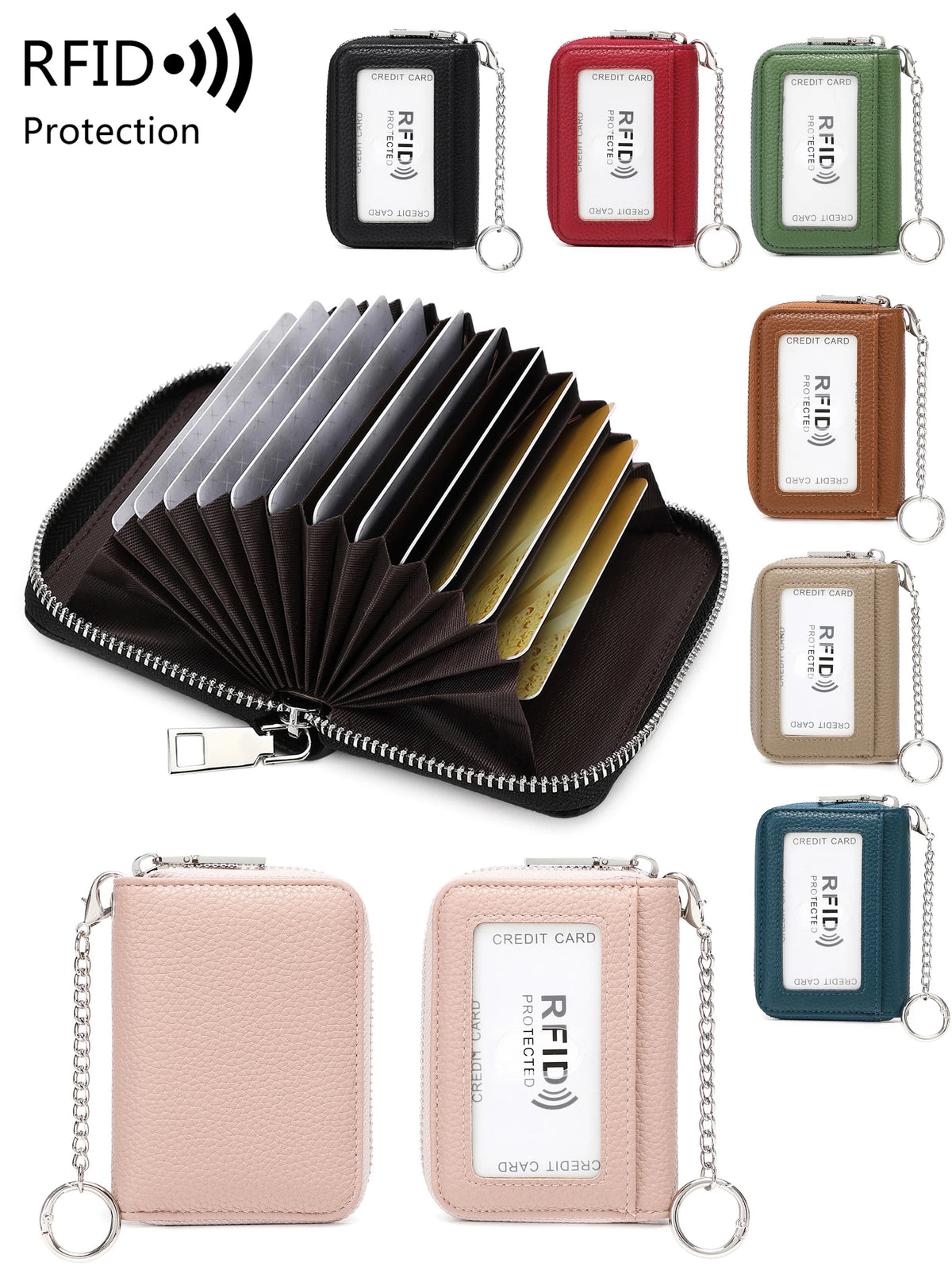 Porte-carte en accordéon avec protection RFID et porte-clés — photo 4