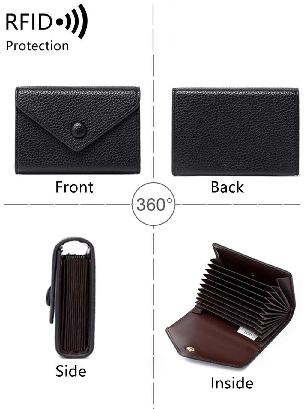 Porte-carte antivol RFID en cuir litchi pour femme — photo 5