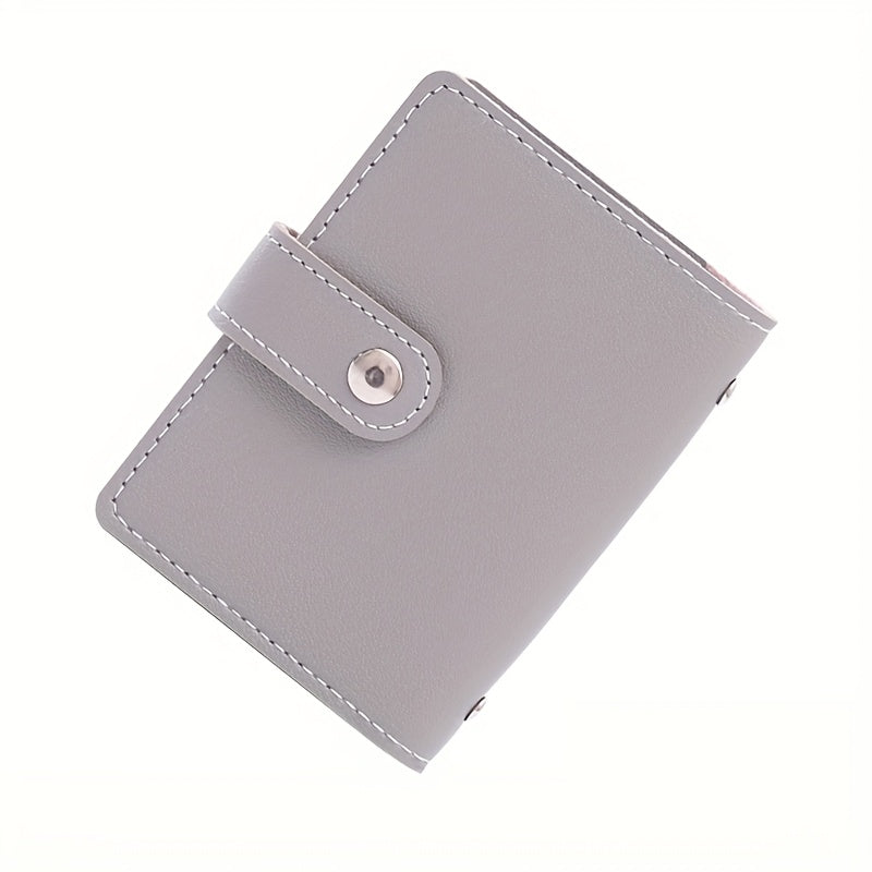 Porte-cartes 26 emplacements en simili cuir à bouton pression