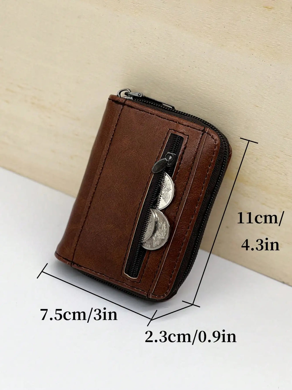 Porte-cartes accordéon rétro en simili cuir avec grande capacité et fermeture zippée — photo 4