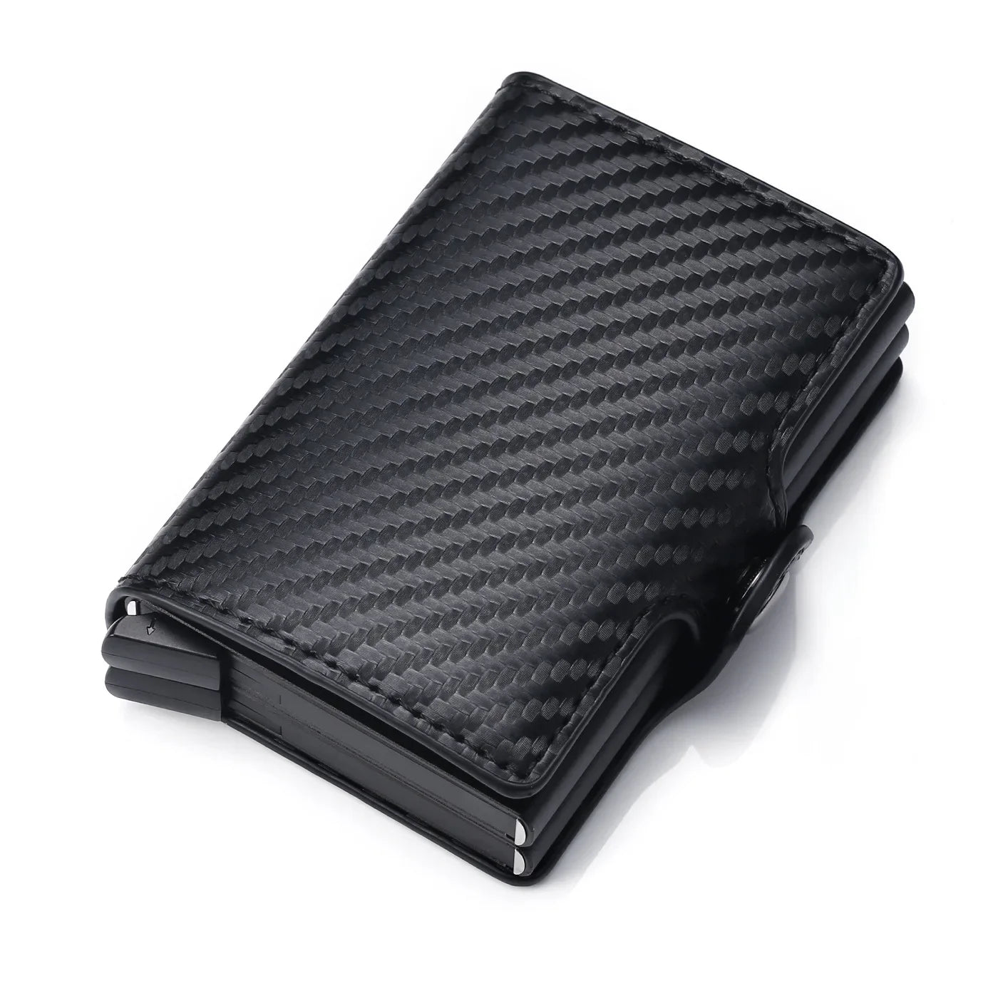 Porte-cartes slim en aluminium et cuir PU effet carbone avec capacité 14 cartes — photo 7 Image