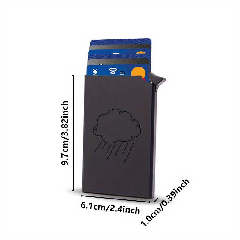 Porte-cartes aluminium mixte à éjection, nuage gravé au dos