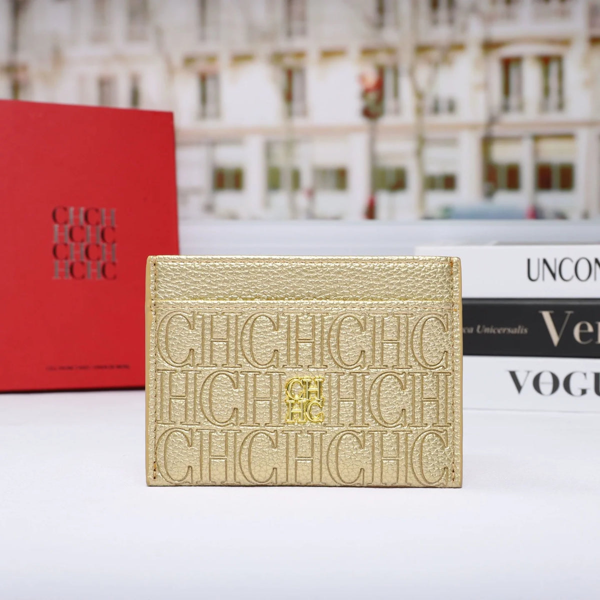 Porte-cartes classique  ultra-mince avec design lettre et texture cuir — photo 11
