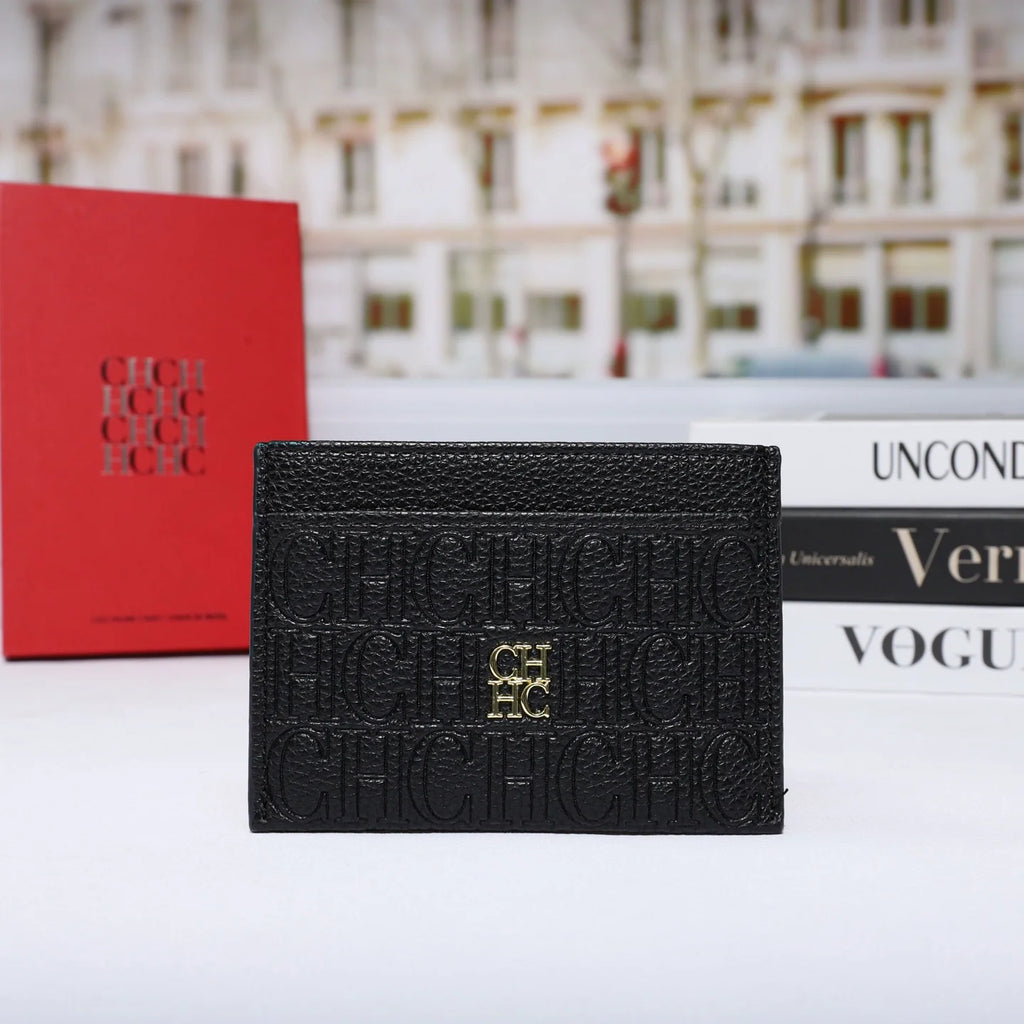 Porte-cartes classique  ultra-mince avec design lettre et texture cuir — photo 12